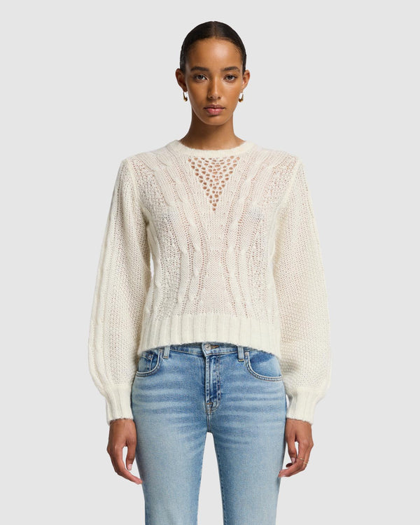 7 For All Mankind Wool Blend Cable Pullover Sweaters