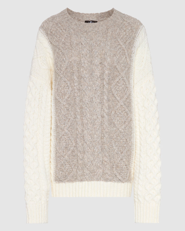 7 for all mankind Wool Mock Neck Cable Pullover Sweaters