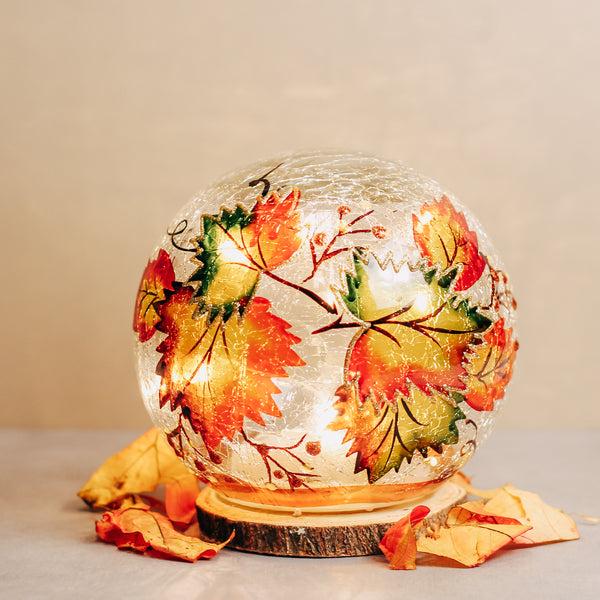 A Cheerful Giver Fallen Leaves - Crackle Glass Orb