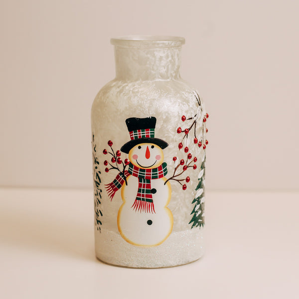 a cheerful giver Frosty Vines - Crackle Glass Bottle