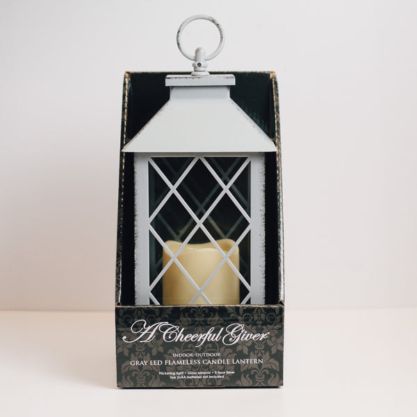 A Cheerful Giver Gray - Flameless Lantern