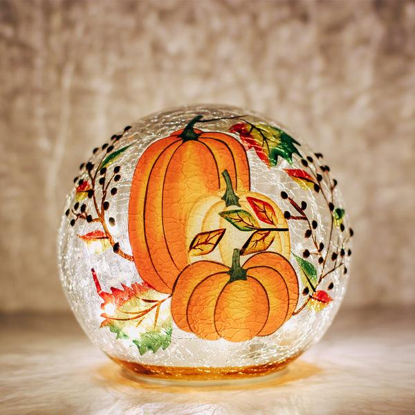 A Cheerful Giver Harvest Pumpkin - Crackle Glass Orb