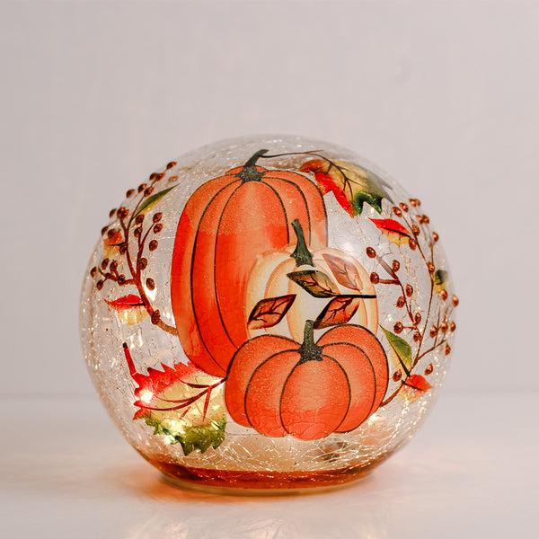 A Cheerful Giver Harvest Pumpkin - Crackle Glass Orb