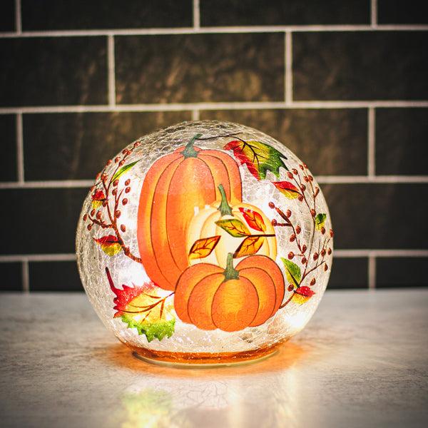 A Cheerful Giver Harvest Pumpkin - Crackle Glass Orb