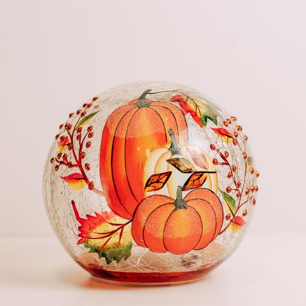 a cheerful giver Harvest Pumpkin - Crackle Glass Orb