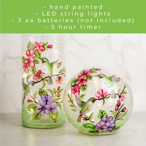 A Cheerful Giver Hummingbird - LED Glass Pillar