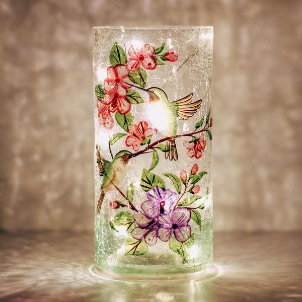 A Cheerful Giver Hummingbird - LED Glass Pillar