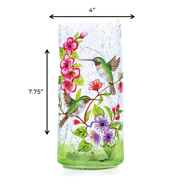 A Cheerful Giver Hummingbird - LED Glass Pillar