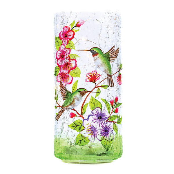 a cheerful giver Hummingbird - LED Glass Pillar
