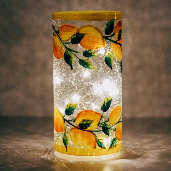 A Cheerful Giver Lemon - LED Glass Pillar