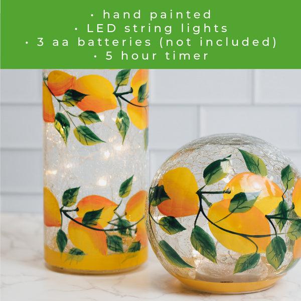 A Cheerful Giver Lemon - LED Glass Pillar