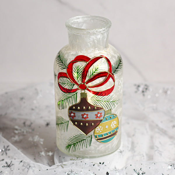 A Cheerful Giver Ornament - Crackle Glass Bottle