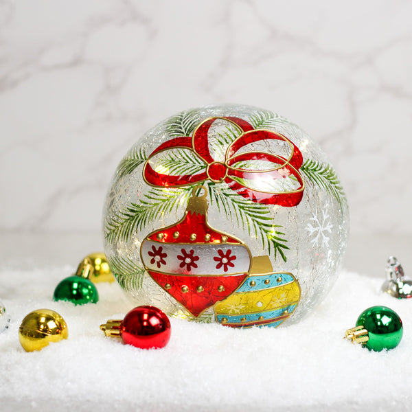 A Cheerful Giver Ornament - Crackle Glass Orb