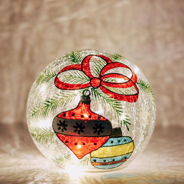 A Cheerful Giver Ornament - Crackle Glass Orb