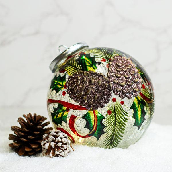 A Cheerful Giver Pinecones - Crackle Glass Ornament