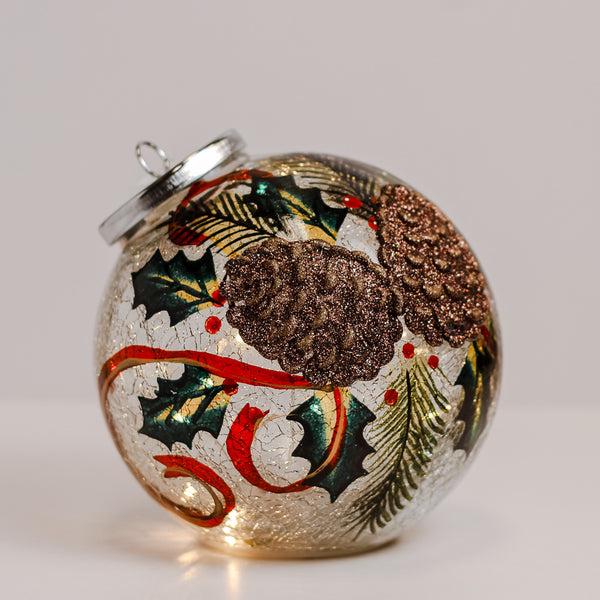 A Cheerful Giver Pinecones - Crackle Glass Ornament