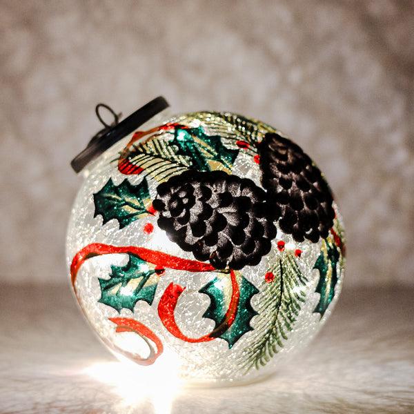 A Cheerful Giver Pinecones - Crackle Glass Ornament