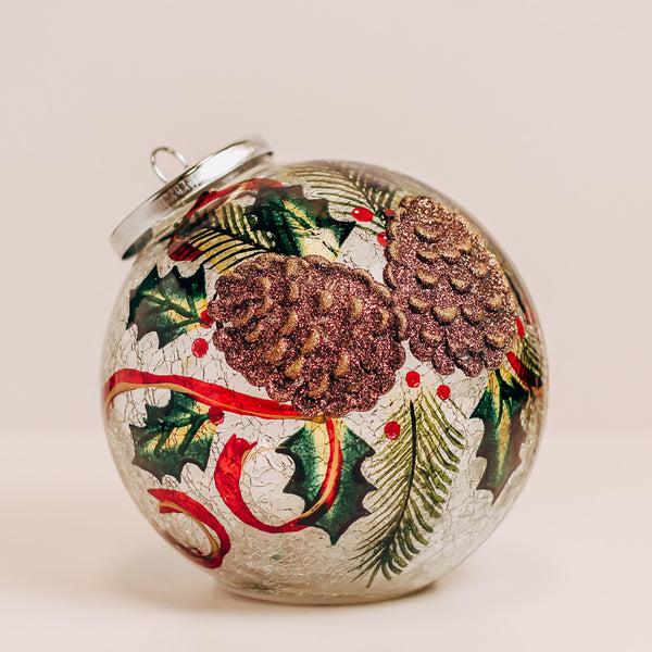 a cheerful giver Pinecones - Crackle Glass Ornament