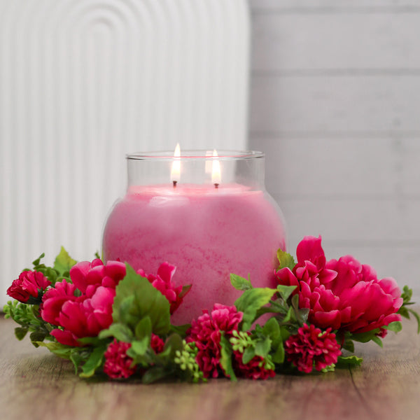 A Cheerful Giver Pink Peony Bloom - Candle Ring