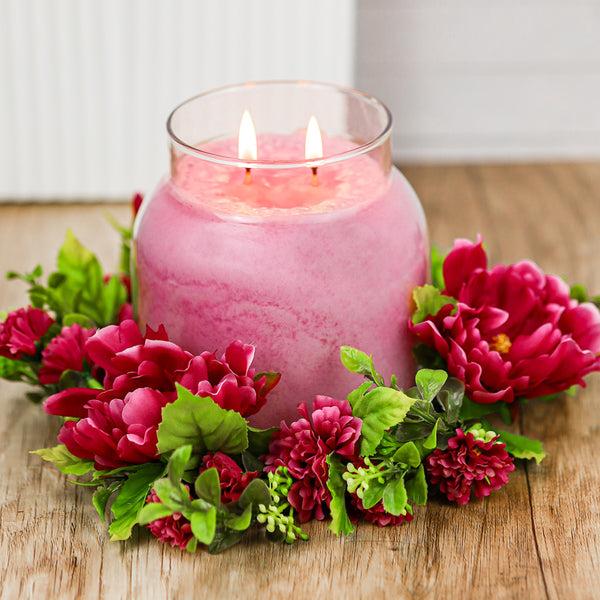A Cheerful Giver Pink Peony Bloom - Candle Ring