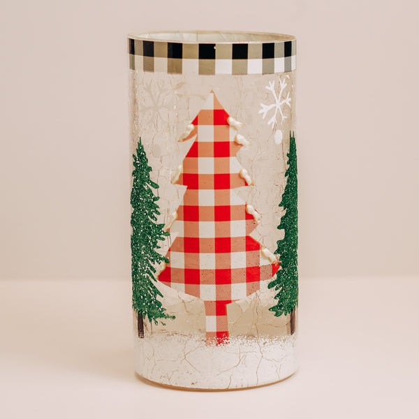a cheerful giver Plaid Tree - Crackle Glass Pillar