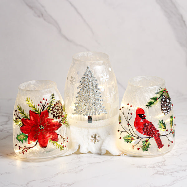 A Cheerful Giver Poinsettia - Crackle Glass Jar