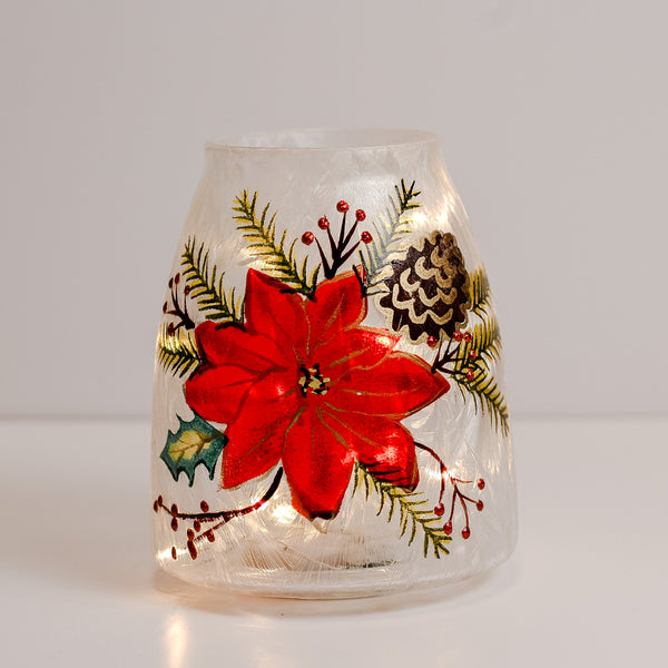 A Cheerful Giver Poinsettia - Crackle Glass Jar