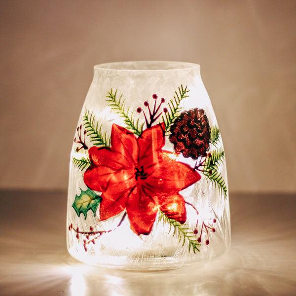A Cheerful Giver Poinsettia - Crackle Glass Jar