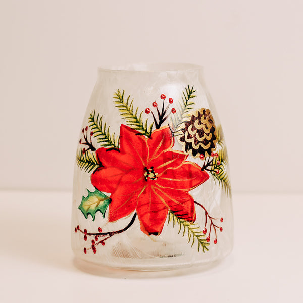 a cheerful giver Poinsettia - Crackle Glass Jar