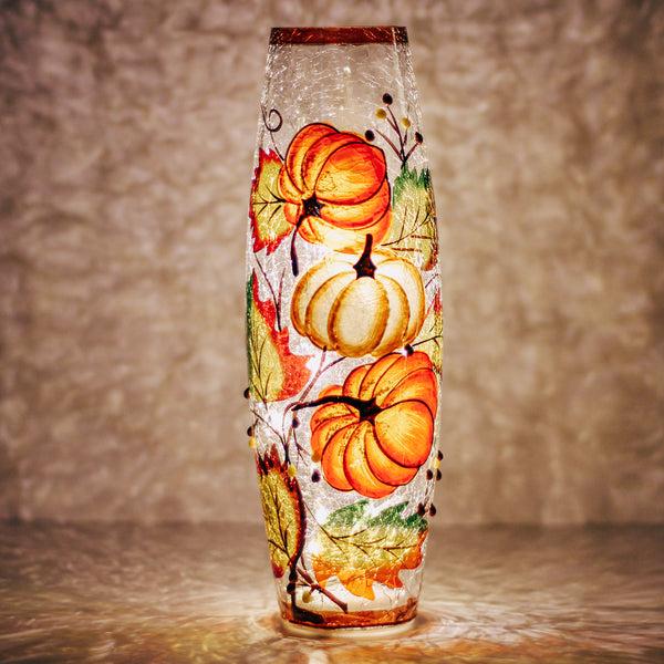A Cheerful Giver Pumpkin Patch - Crackle Glass Vase