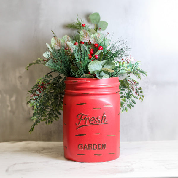 A Cheerful Giver Red - Mason Jar Planter