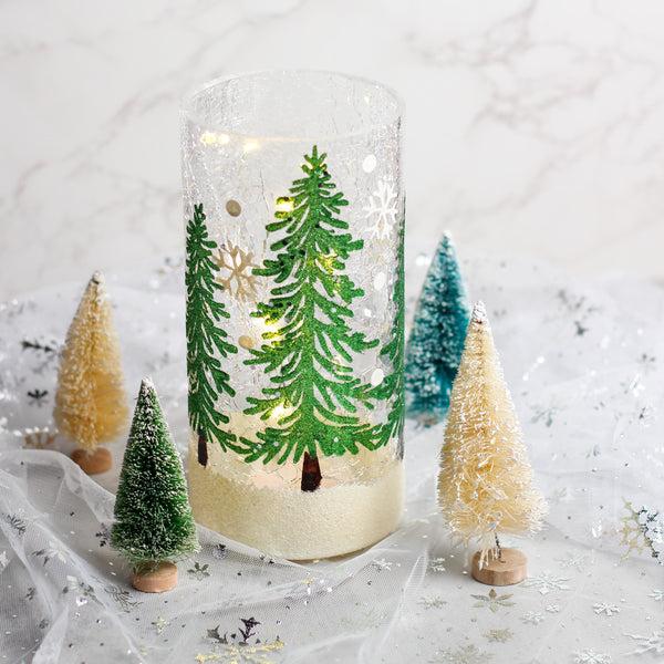 A Cheerful Giver Shimmer Tree - Crackle Glass Pillar