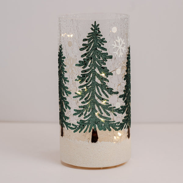 A Cheerful Giver Shimmer Tree - Crackle Glass Pillar