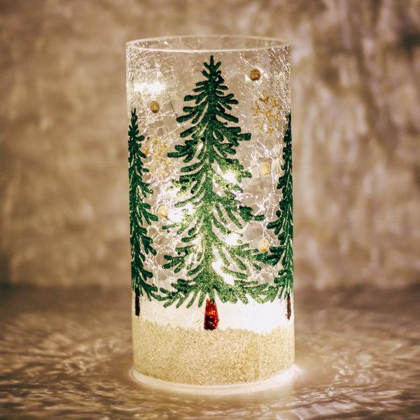 A Cheerful Giver Shimmer Tree - Crackle Glass Pillar