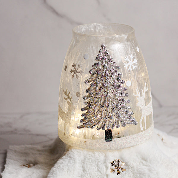 A Cheerful Giver Silver Tree - Crackle Glass Jar