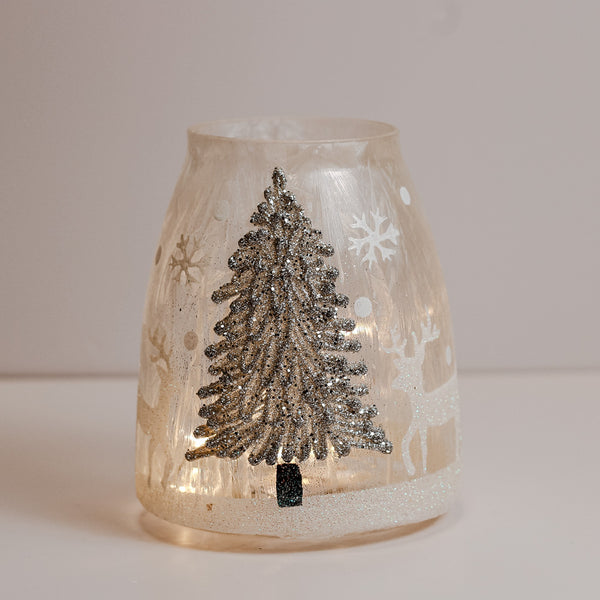 A Cheerful Giver Silver Tree - Crackle Glass Jar