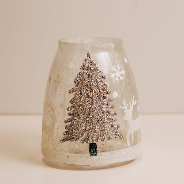 a cheerful giver Silver Tree - Crackle Glass Jar