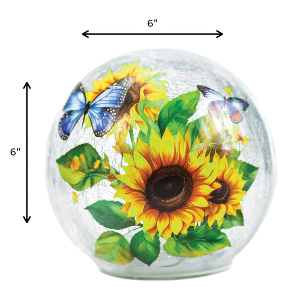 A Cheerful Giver Sunflower & Butterfly - LED Glass Orb