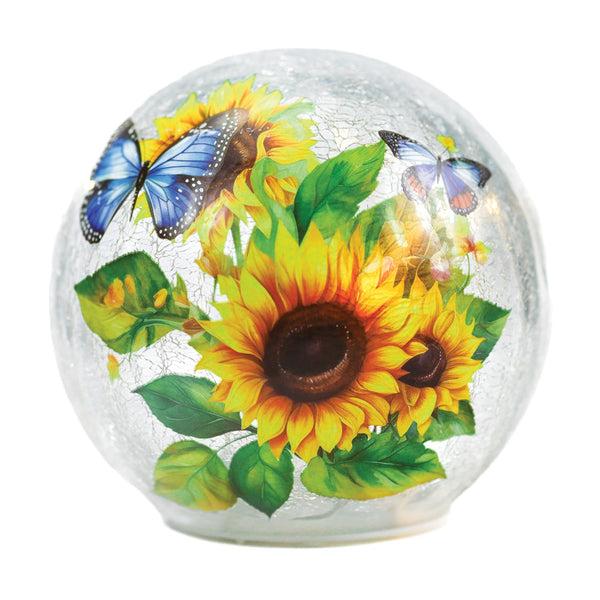 a cheerful giver Sunflower & Butterfly - LED Glass Orb