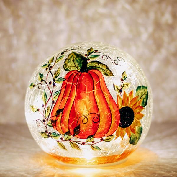 A Cheerful Giver Sunflower Gourd - Crackle Glass Orb