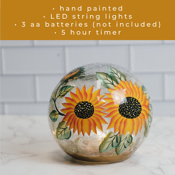 A Cheerful Giver Sunflower - LED Glass Orb