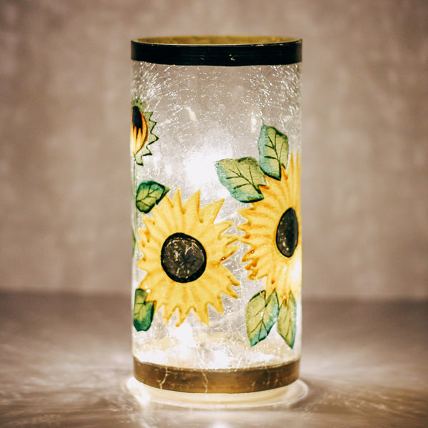 A Cheerful Giver Sunflower - LED Glass Pillar