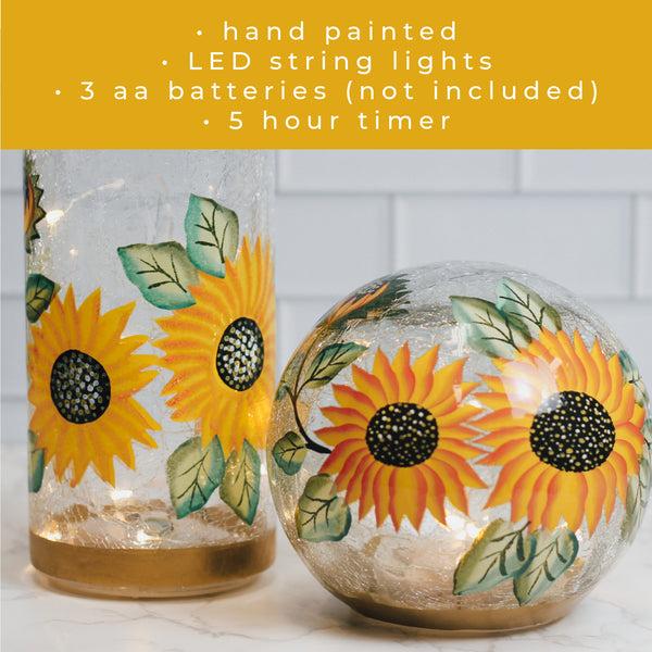 A Cheerful Giver Sunflower - LED Glass Pillar