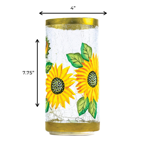 A Cheerful Giver Sunflower - LED Glass Pillar