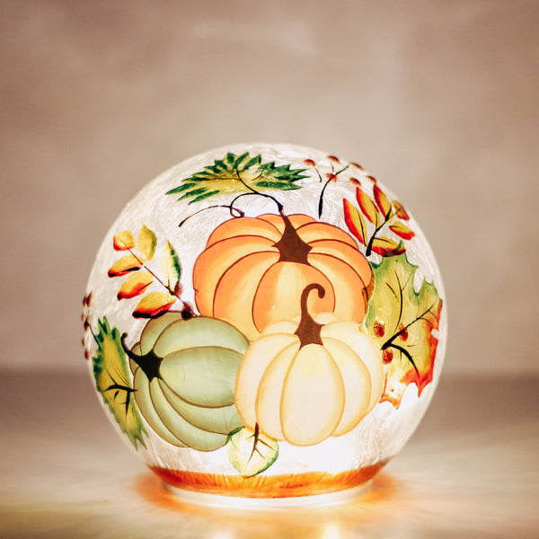 A Cheerful Giver Triple Pumpkin - Crackle Glass Orb