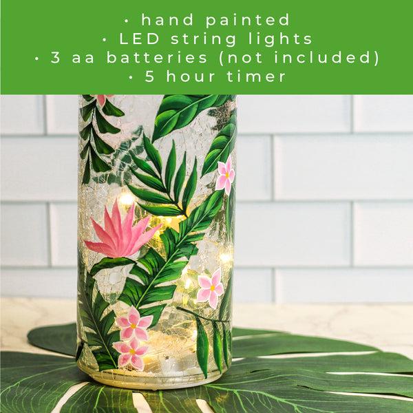 A Cheerful Giver Tropical Flora - LED Glass Pillar