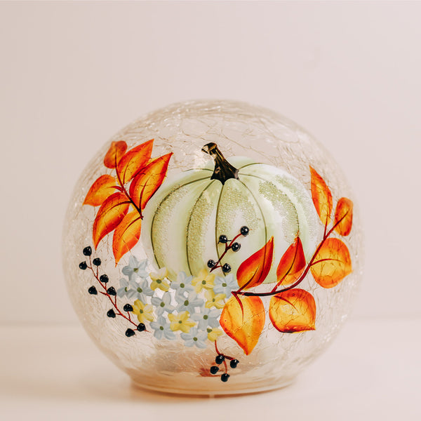 a cheerful giver White Pumpkin - Crackle Glass Orb