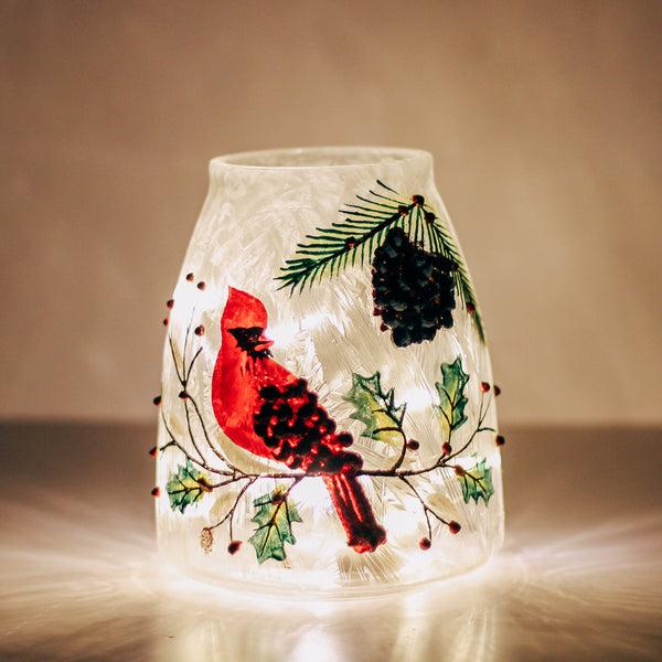 A Cheerful Giver Winter Cardinal - Crackle Glass Jar