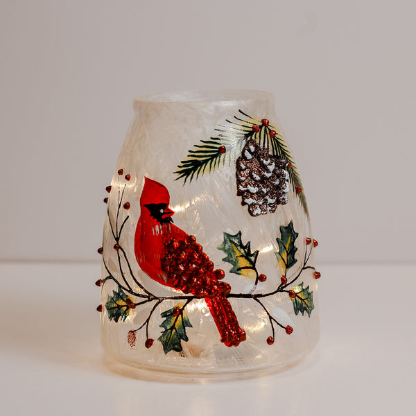 A Cheerful Giver Winter Cardinal - Crackle Glass Jar