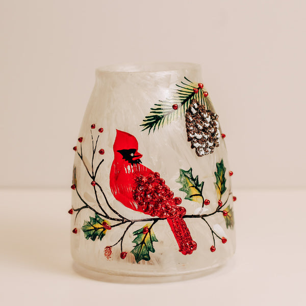 a cheerful giver Winter Cardinal - Crackle Glass Jar